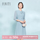 菲妮迪（FINITY）【新春】連衣裙2025春新款簡約設計感時尚飄帶領顯瘦裙子女 灰藍色 M