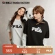 FILA 斐樂女裝T恤2025年秋季新款短袖情侶同款純棉熊貓短t上衣男女 云菇白-WT L 175/96A/L
