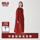無(wú)印良品（MUJI） IDEE 女式 強(qiáng)捻 連帽套頭連衣裙 女裝裙子春季  GAD03C4S 深紅色 M (155/80A)
