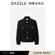 DAZZLE地素春秋工裝風(fēng)短款鎖扣黑色毛呢夾棉外套棉服上衣女 黑色 M