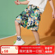 ASK JUNIOR男童褲子2025夏薄款兒童復(fù)古滿印工裝短褲沙灘風(fēng) 花色 160