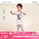 愛慕兒童（AIMER KIDS）夏季短袖男女童兒童睡衣家居服短袖上衣褲子A類透氣舒爽奶皮衣 男七分褲-賽車手AK2428852 120