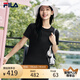 FILA 斐樂官方女裝針織連衣裙2025夏季新款時(shí)尚休閑簡約修身T恤裙子 正黑色-BK L 170/88A/L