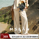 MSLAN「直腿神器」可調(diào)節(jié)抽繩休閑褲亞麻老錢風復古松弛感闊腿褲 淺沙 M