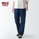 無印良品（MUJI）女式 牛仔 直筒褲 純棉休閑長褲子女款 全棉秋季丹寧回潮 藍色 25inch（165/62A）