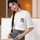 MLB官方 短袖女裝26春季新款男士T恤后背logo波普老花上衣3ATSM1053 紐約洋基隊/象牙色/建議拍小一碼 L 175/96A