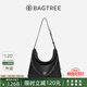 BAGTREE包包樹圖南植鞣牛皮hobo女包2025年新款真皮單肩斜挎包通勤餃子包 黑色-中號(hào) 高級(jí)小眾