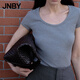 JNBY/江南布衣25夏新品T恤修身H型羅紋短袖女柔軟直筒5X5110090 072/中雜灰 M
