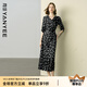 顏域碎花連衣裙女夏裝2025新款收腰顯瘦高腰過(guò)膝長(zhǎng)裙氣質(zhì)復(fù)古裙子 黑白點(diǎn) L