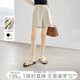 對白簡約直筒休閑短褲女2025夏新款西裝褲百搭通勤顯瘦寬松闊腿褲 淺卡其 S