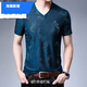 海瀾新潮國際一線(xiàn)品牌夏季桑蠶絲短袖T恤男中青年V領(lǐng)T恤真絲半袖 923藍色 XL 175【140-155斤】