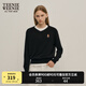 Teenie Weenie小熊女裝冬裝V領(lǐng)學(xué)院風(fēng)休閑通勤毛衣套頭針織衫女 黑色 M 165