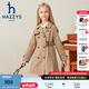 哈吉斯（HAZZYS）品牌童裝女童外套秋新品舒適挺括利落翻領(lǐng)休閑英倫風(fēng)薄外套 燕麥卡其 145