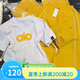 ALO YOGA夏季涼感純色字母LOGO短袖t恤女純棉半袖美式圓領(lǐng)打底衫 alo白色黃色logo S  85-105斤