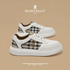 夢(mèng)特嬌（MONTAGUT）板鞋男鞋夏季新款輕奢真皮運動(dòng)休閑鞋男士印花織物透氣小白鞋子男 白色(皮鞋碼) 41