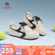 駱駝（CAMEL）松包德訓(xùn)鞋女活力革網(wǎng)撞色拼接休閑板鞋 L25A245022 米/黑  37 