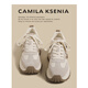 CAMILA KSENIA輕奢老爹鞋女士2026年新款春季休閑百搭厚底增高華夫時(shí)尚阿甘鞋子 杏色 36