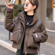 矜持范棉服女冬季2025新款韓版短款棉衣女裝時尚洋氣棉服立領(lǐng)棉襖外套 咖啡色 M 【80-115斤】