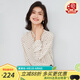 金菊100%桑蠶絲2025春夏特價新款飄帶領(lǐng)波點印花真絲女式長袖襯衫上衣 米色 M(160/84A)