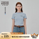 Teenie Weenie小熊短袖T恤女2025年夏季新款華夫格田園風(fēng)時尚條紋T恤上衣女 藍(lán)色 L