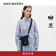 marimekko七夕禮物瑪莉美歌Unikko游霓可印花早秋單肩包包袋 棉本色，黑色