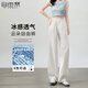 自由系多巴胺藍(lán)色休閑褲女2025年夏季新款高腰顯瘦闊腿褲垂感山本直筒褲