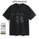 太平鳥男裝【商場同款】 休閑T恤重磅刺繡印花T恤男短袖B1CNF2613 黑色1 XL