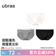 ubras25年新棉抗菌襠內(nèi)褲女士?jī)?nèi)褲低腰三角褲舒適透氣親膚（3條裝） 黑色+花灰色+白色 M