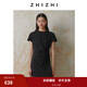 致知ZHIZHI 躍蕩婷 純色連衣裙女2025新款高彈別致褶皺設(shè)計(jì)感短裙 黛黑 XS