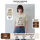 Teenie Weenie女裝春夏簡約休閑手繪風圖案合體圓領短袖T恤衫 卡其色 S (160)