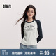 森馬（Semir）[商場同款]長袖T恤女拼色插肩袖小狗2024冬修身衣服101724101010