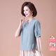 雪夕（XUEXI）媽媽裝中老年女裝夏裝棉麻套裝小個(gè)子上衣短袖純棉套裝2025新款