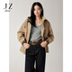玖姿（JUZUI）優(yōu)雅英倫通勤風(fēng)連帽收腰短風(fēng)衣女2025秋季新款JTFQ41301 卡其 M