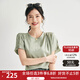 帕羅（PALUOPO）真絲短袖t恤女春夏透氣印花休閑淑女氣質(zhì)上衣百搭設計感小眾款 豆綠色 XL (170/92A)
