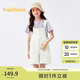 巴拉巴拉女童褲子兒童牛仔褲夏款中大童時尚短褲甜美背帶褲潮208224110006