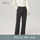 OVV【日本進(jìn)口三醋酸】OVV2022秋冬新款女裝系帶簡(jiǎn)約利落通勤休閑褲 咖色B2 S