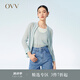 OVV2023春夏新款女裝微透亞麻珠片舒適棒球服款式針織開衫外套 淺藍（凈色）11 M
