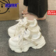 ZCVRR歐貨老爹鞋子女2025年新款小個子增高顯腳小休閑鞋復(fù)古百搭運(yùn)動鞋 米白色 37 (235mm)