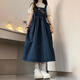 白葵曼夏季穿搭一整套女中大童韓版背帶牛仔連衣裙女孩短袖襯衫兩件套裝 短袖+裙子(套裝) 160