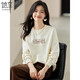 她享圓領(lǐng)衛衣女寬松慵懶風(fēng)套頭上衣字母絲絨工藝女士衛衣 T143W1009