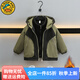 G.DUCK KIDS小黃鴨童裝男童沖鋒衣三合一春秋冬款兒童外套夾棉加厚男寶寶衣服 軍綠夾棉單外套 110碼建議100-110cm4-5歲cm