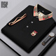 BG GLAMURB輕奢品牌男士POLO衫高端刺繡翻領(lǐng)氣質(zhì)吸汗雅痞半袖T恤商務(wù) 黑色 L