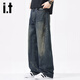 izzue it潮流時(shí)尚設計感男士直筒牛仔褲秋季新款復古舒適百搭牛仔長(cháng)褲