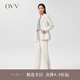 【重磅真絲】OVV2022春夏新款女裝30MM重縐直筒開衩休閑套裝西褲 米白11 M