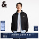 杰克·瓊斯（JACK&JONES）25年男裝春秋款外套男多色商務(wù)休閑夾克翻領(lǐng)100%純棉行政夾克短款 E40黑色 M