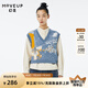 MOVEUP幻走2022秋季新款.FUN系列 V領(lǐng)趣味提花設(shè)計師毛衣馬夾女 藍色 M