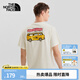 北面（The North Face）短袖T恤男女 美式休閑半袖透氣小汽車卡通印花簡(jiǎn)約 米白色 L /175