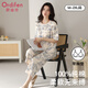 歐迪芬（Ordifen）女士睡衣夏季純棉薄款短袖七分褲全棉帶胸墊家居服女夏天可外穿XL