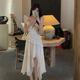 天丂法式初戀小白裙溫柔風(fēng)超好看在逃公主仙女絕美小裙小眾設(shè)計連衣裙 白色 M （100-110）