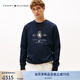 TOMMY HILFIGER25新款秋冬男女柔順雙面布休閑植絨徽章字母圓領(lǐng)衛(wèi)衣40048 藏青色DW5 XL （推薦：165-180斤）